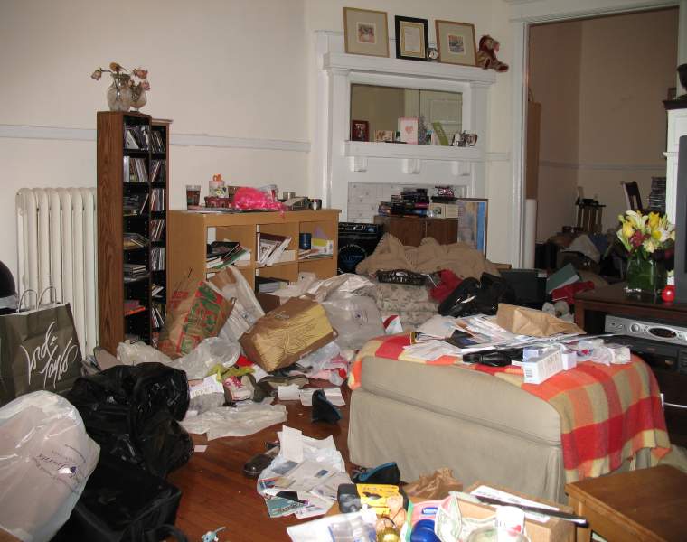 living room christmas clutter